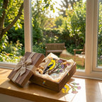 Stained glass American Goldfinch suncatcher hanging on window casting yellow shadows, vibrant yellow bird ornament for birdwatchers, handmade state bird gift for New Jersey Iowa Washington by LuzyGlassArt.