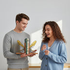 Handmade dragonfly wing stained glass bookends on premium solid oak base, green and yellow glass casting shadows, art nouveau luxury decor.