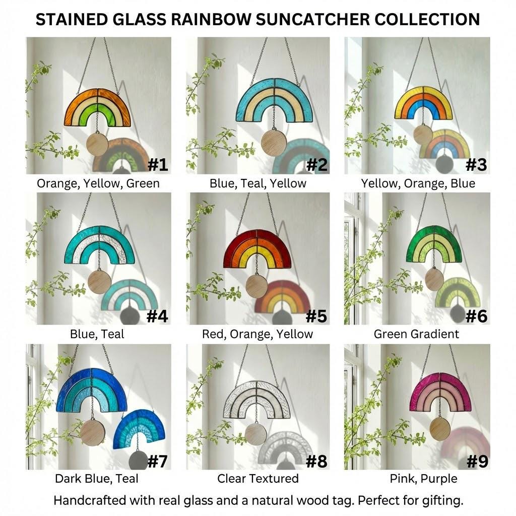 Stained Glass Rainbow Bridge Suncatcher | Pet Loss Memorial Decor