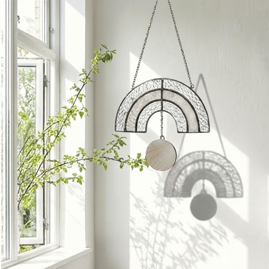 Stained Glass Rainbow Bridge Suncatcher | Pet Loss Memorial Decor