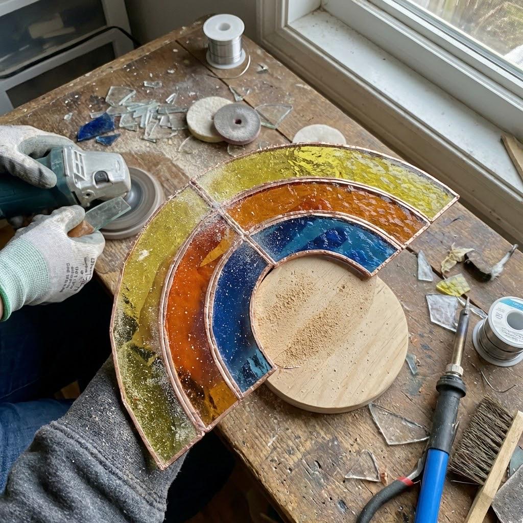 Stained Glass Rainbow Bridge Suncatcher | Pet Loss Memorial Decor