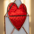 Handmade stained glass love letter envelope with red heart, romantic suncatcher for girlfriend, long distance relationship gift, valentine decor.