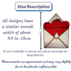 Handmade stained glass love letter envelope with red heart, romantic suncatcher for girlfriend, long distance relationship gift, valentine decor.