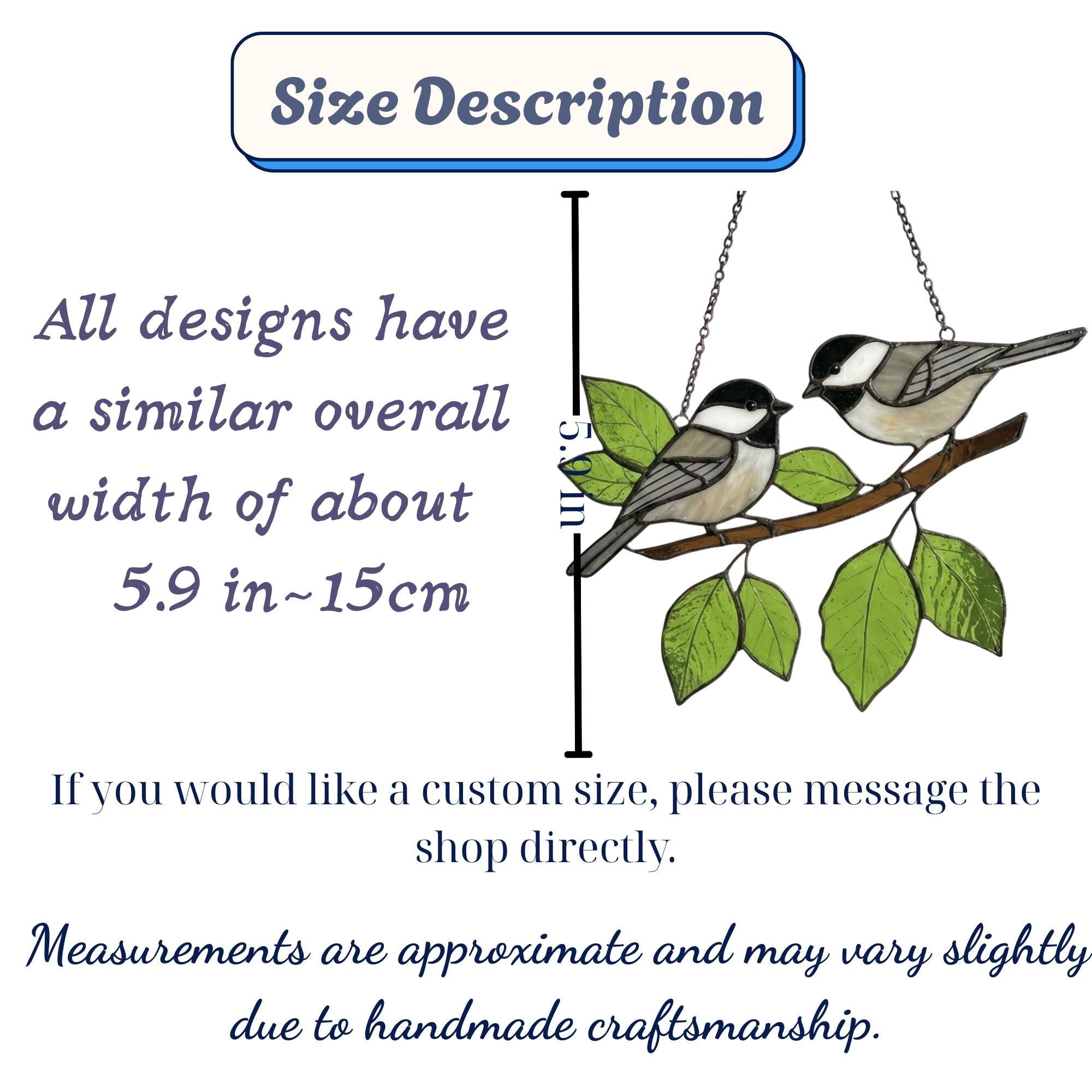 Stained glass Black-capped Chickadee bird suncatcher on branch hanging on window, handmade Maine and Massachusetts state bird gift, realistic nature decor by LuzyGlassArt.