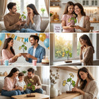 Handmade stained glass ginkgo biloba leaves sculpture standing on solid wood base, green and yellow botanical art for desk decor, japandi style gift.