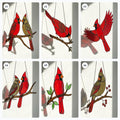 Stained glass Northern Cardinal red bird suncatcher hanging on window, handmade memorial sympathy gift for loss of loved one, Christmas holiday home decor by LuzyGlassArt.