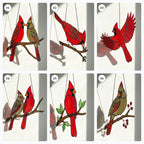 Stained glass Northern Cardinal red bird suncatcher hanging on window, handmade memorial sympathy gift for loss of loved one, Christmas holiday home decor by LuzyGlassArt.