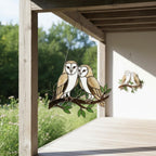 Barn Owl Stained Glass Suncatcher | Woodland Nursery Decor | Bird Lover Gift for Mom | Cottagecore Window Hanging | White Nature Art