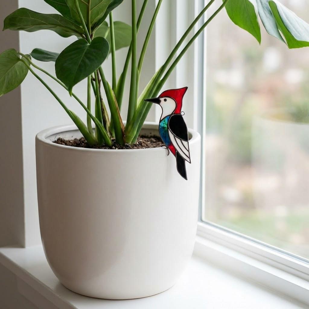 Handmade Stained Glass Butterfly Stake | Flower Pot Suncatcher | Fairy Garden Accessories | Plant Mom Housewarming Gift, Valentine's Day