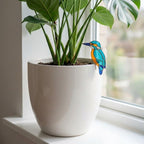 Stained Glass Butterfly Plant Stake - Monarch Blue Morpho Pot Decor - Indoor Planter Decoration - Garden Lover Gift for Mom -Valentine's Day