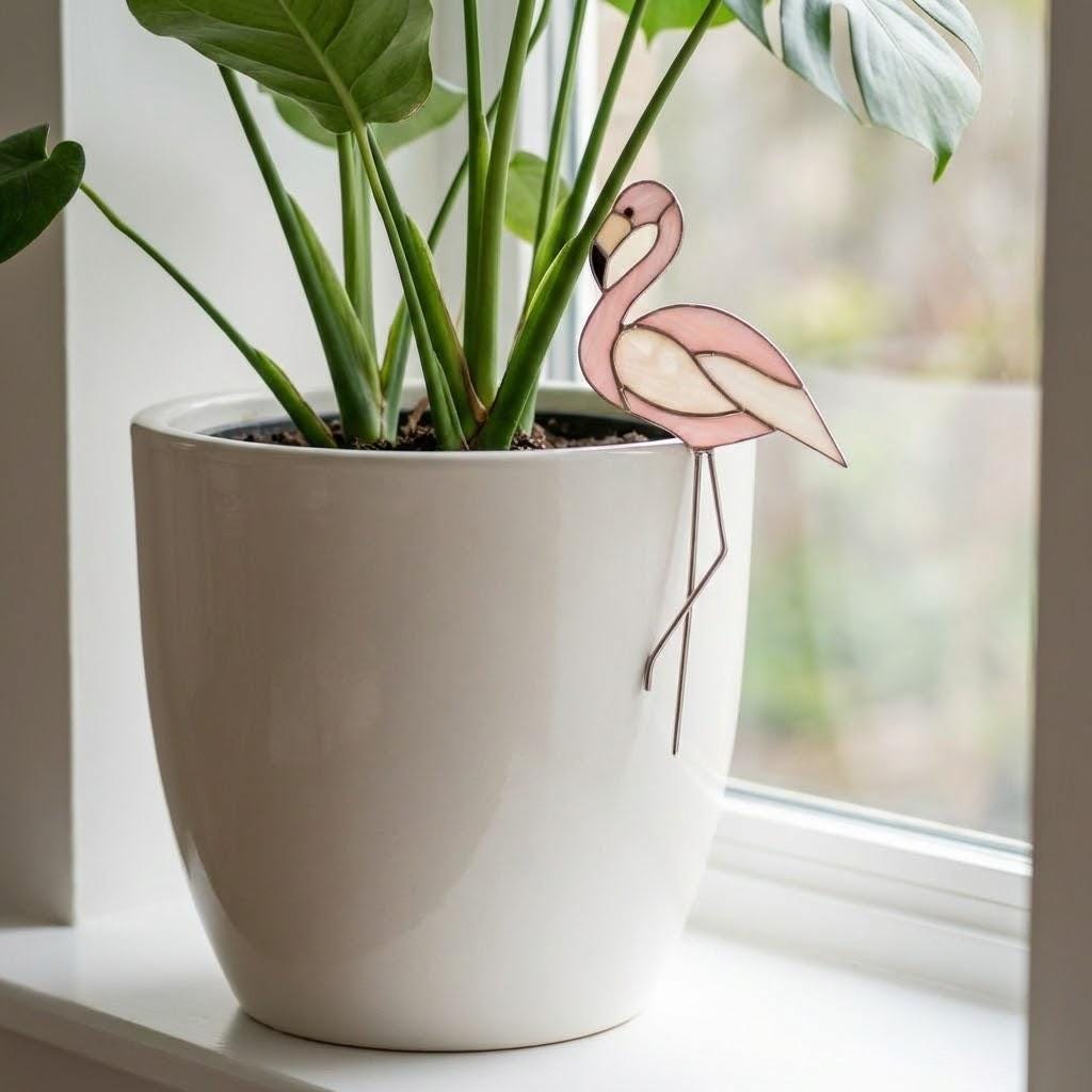 Stained Glass Butterfly Plant Stake - Monarch Blue Morpho Pot Decor - Indoor Planter Decoration - Garden Lover Gift for Mom -Valentine's Day