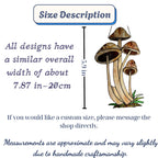 Handmade stained glass mushroom suncatcher with green grass base, colorful fungi window hanging, cottagecore forest decor for plant lovers.