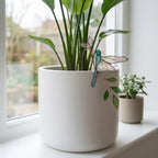 Handmade stained glass dragonfly plant stake with iridescent wings and metal rod, suncatcher pot sitter for indoor plants, gardening gift for mom.