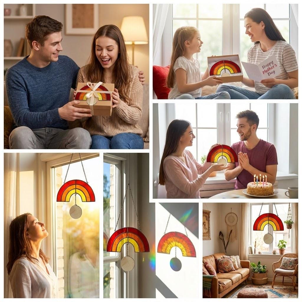 Stained Glass Rainbow Bridge Suncatcher | Pet Loss Memorial Decor