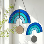 Stained Glass Rainbow Bridge Suncatcher | Personalized Pet Memorial Gift | Dog Cat Loss Sympathy | Window Hanging | Custom Name Tag Decor