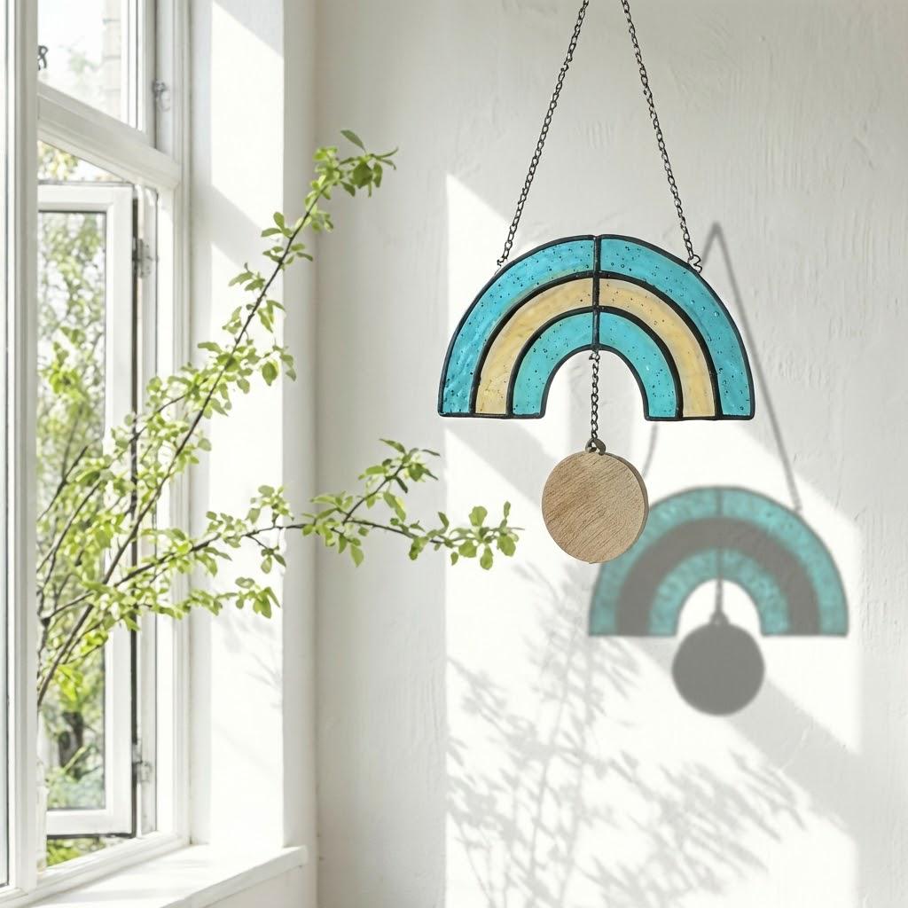 Stained Glass Rainbow Bridge Suncatcher | Personalized Pet Memorial Gift | Dog Cat Loss Sympathy | Window Hanging | Custom Name Tag Decor