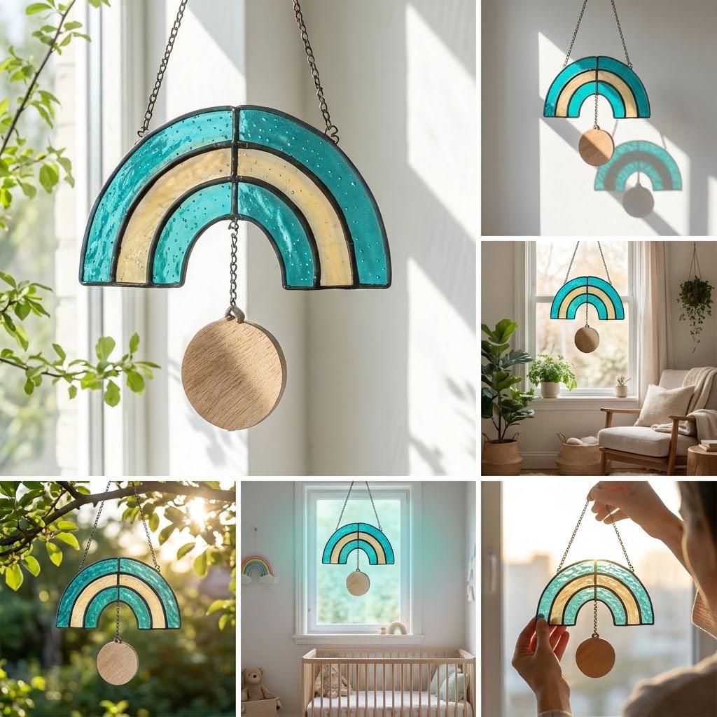 Stained Glass Rainbow Bridge Suncatcher | Pet Loss Memorial Decor