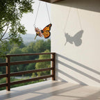 Handmade stained glass monarch butterfly perched on pink cosmos flower suncatcher, hanging window ornament, spring nature decor gift for her.