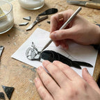 Handmade stained glass downy woodpecker suncatcher, realistic black and white bird window hanging, red headed woodpecker art, bird watcher gift for men.