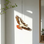 Handmade stained glass red tailed hawk suncatcher, realistic bird of prey window hanging, raptor wildlife decor gift for dad, father's day gift.