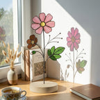 Handmade stained glass birth month flower plant stake collection, colorful floral suncatcher for indoor planter pot, personalized birthday gift for mom or grandma, forever glass bouquet garden decor.