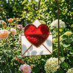 Handmade stained glass love letter envelope with red heart, romantic suncatcher for girlfriend, long distance relationship gift, valentine decor.