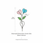 Handmade stained glass double heart plant stakes in flower pot, red and white hearts for valentine gift, plant lover decor with gift box packaging.