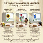 Handmade stained glass birth flower with wooden base, personalized name engraving, desk decor gift for mom and grandma