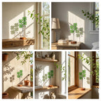 Handmade stained glass four leaf clover sculpture standing on solid wood base, green shamrock lucky gift for desk decor, feng shui plant stake.