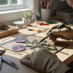 Handmade stained glass birth flower with engraved wooden base, personalized glass flower decor for birthday, mother’s day and memorial gift