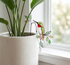 Hummingbird Stained Glass Plant Stake | Cardinal Memorial Gift | Butterfly Suncatcher | Indoor Garden Pot Decor | Mother's Day Gift for Mom