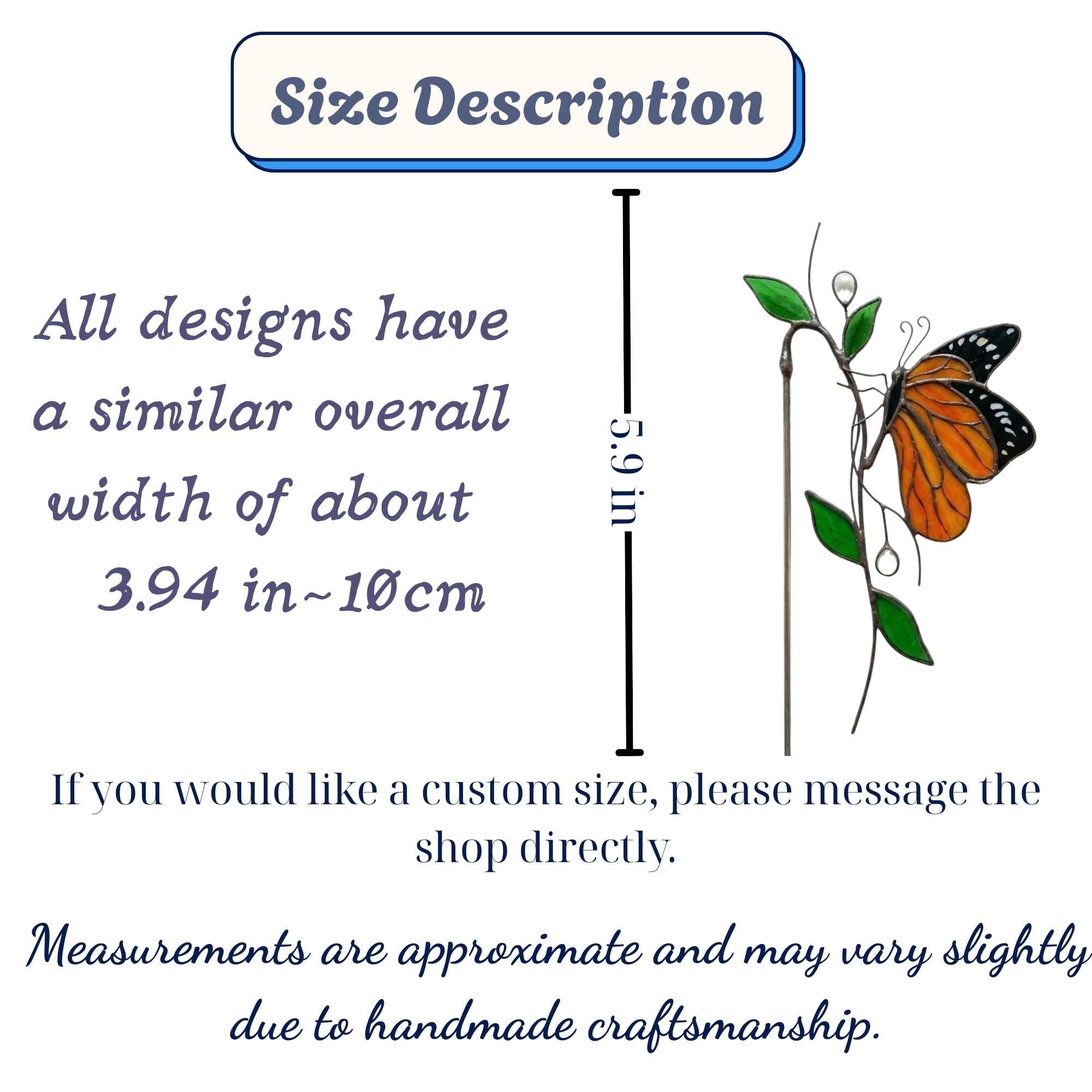 Monarch Butterfly Stained Glass Plant Stake | Suncatcher Pot Decor | Gardener Gift for Mom | Indoor Planter Art | Butterfly Lover Gift