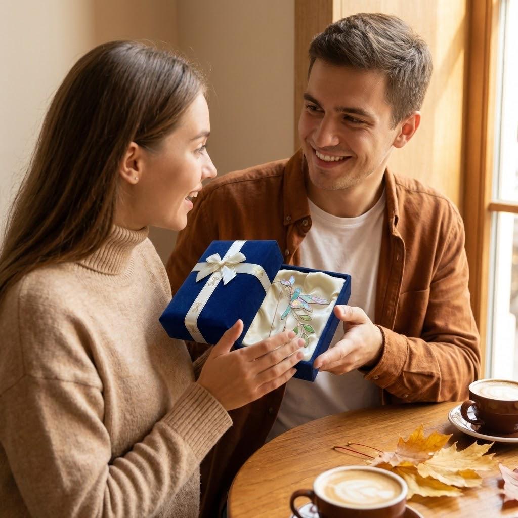 Handmade stained glass dragonfly plant stake with iridescent wings and metal rod, suncatcher pot sitter for indoor plants, gardening gift for mom.