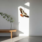Handmade stained glass red tailed hawk suncatcher, realistic bird of prey window hanging, raptor wildlife decor gift for dad, father's day gift.