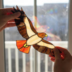 Handmade stained glass red tailed hawk suncatcher, realistic bird of prey window hanging, raptor wildlife decor gift for dad, father's day gift.