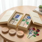 Handmade stained glass birth flower with wooden base, personalized name engraving, desk decor gift for mom and grandma