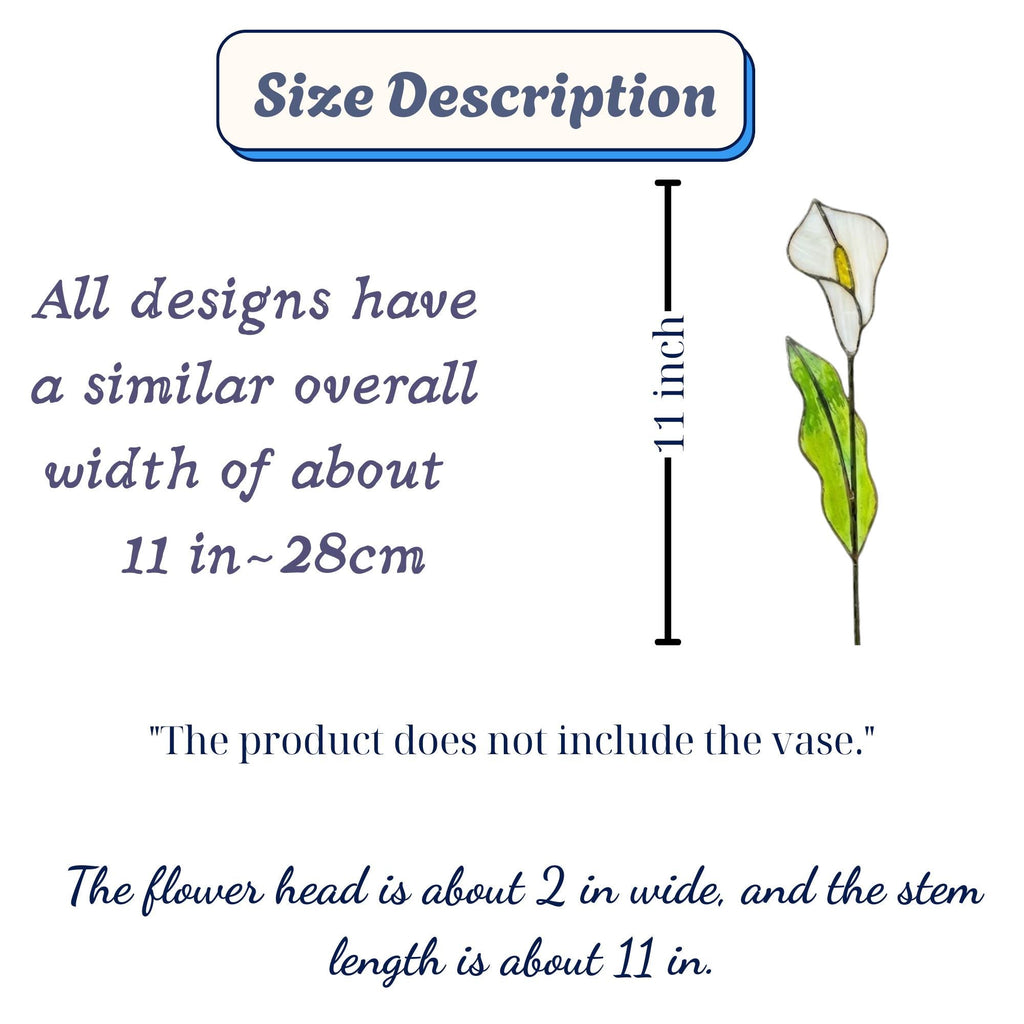 Handmade stained glass calla lily flower stems arranged in a minimalist vase, botanical glass flower home decor