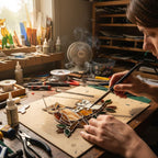 Handmade stained glass owl family suncatcher featuring mother owl and two owlets on a branch, woodland bird window hanging gift for mom or grandma.
