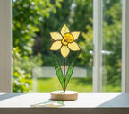 Daffodil Stained Glass Flower Spring Flower Decor for Window or Table Handmade Botanical Art Mother's Day Gift