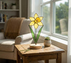 Daffodil Stained Glass Flower Spring Flower Decor for Window or Table Handmade Botanical Art Mother's Day Gift