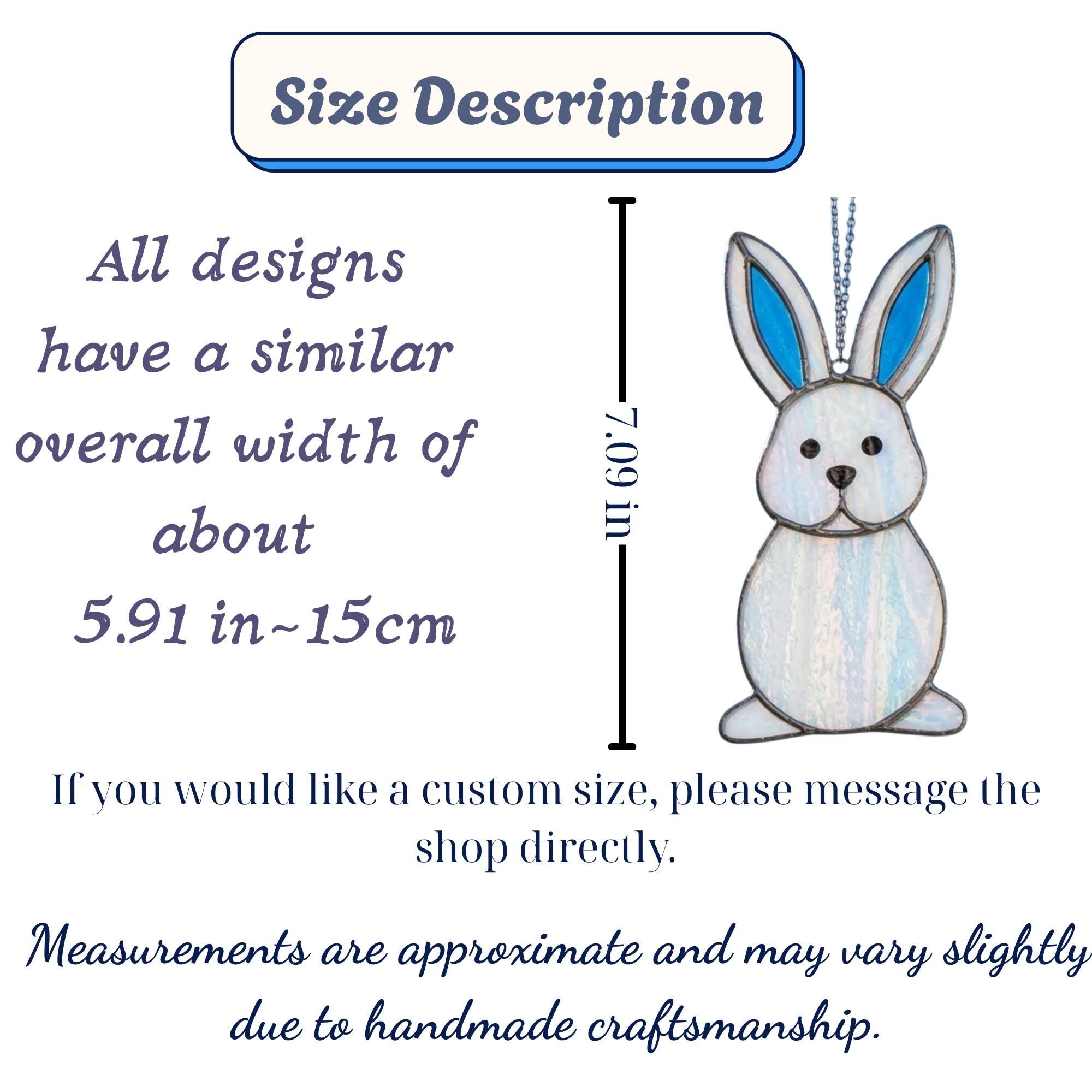 Handmade stained glass cute bunny rabbit suncatcher in iridescent pastel colors, perfect easter window decor and spring nursery room wall hanging gift.