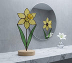 Daffodil Stained Glass Flower Spring Flower Decor for Window or Table Handmade Botanical Art Mother's Day Gift