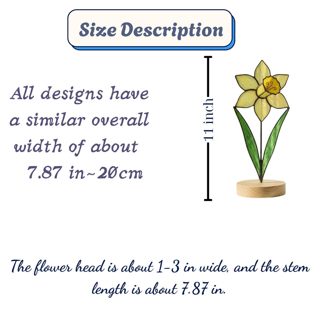 Daffodil Stained Glass Flower Spring Flower Decor for Window or Table Handmade Botanical Art Mother's Day Gift
