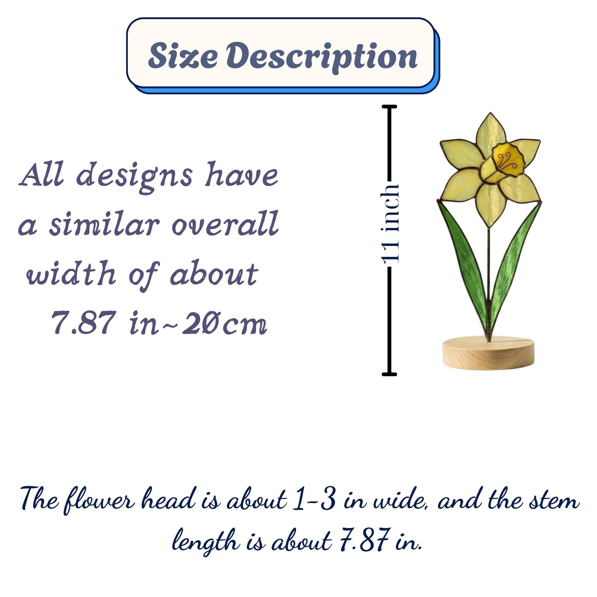 Daffodil Stained Glass Flower Spring Flower Decor for Window or Table Handmade Botanical Art Mother's Day Gift