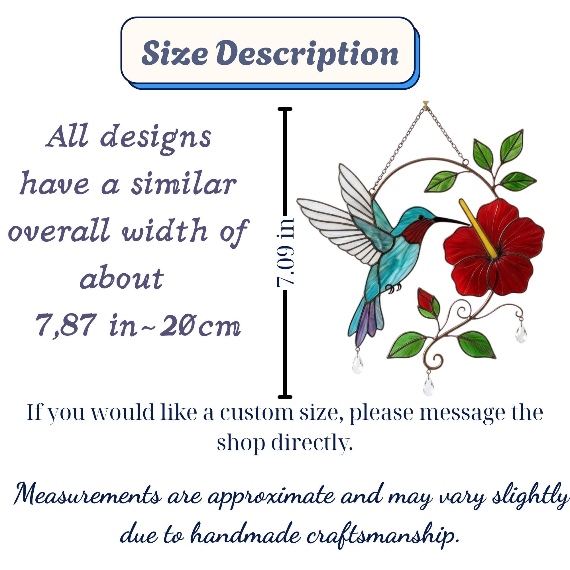 Hummingbird Stained Glass Suncatcher | Hibiscus Flower Window Hanging | Crystal Prism Maker | Mother's Day Gift for Mom | Memorial Decor