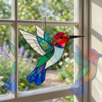 Stained Glass Hummingbird Suncatcher Mother's Day Gift for Mom Memorial Sympathy Gift Bird Window Decor Spring Sun Catcher Art