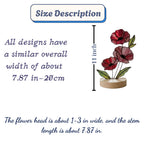 Handmade stained glass red poppy flower bouquet standing on solid wood base, colorful botanical desk decor, memorial remembrance gift for mom.