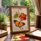Monarch Butterfly Stained Glass Suncatcher Red Flower Window Hanging Memorial Sympathy Gift Mother's Day Gift Mom Spring Decor
