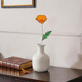 Handmade stained glass orange California poppy flower bouquet with long stems arranged in a vase, forever floral home decor gift for Mother's Day.