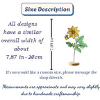 Handmade 3D yellow Dahlia stained glass flower casting vibrant colored shadows, available with a custom engraved wooden base or standalone for vase display, perfect for personalized Mother's Day gift and August birth flower desk decor.